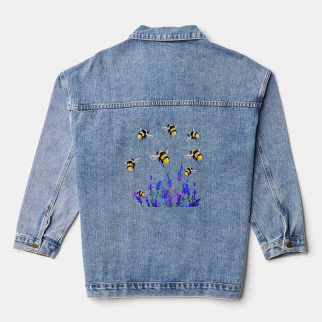 Blume und Bienen mit Denim Jacket Jeansjacke (Rückseite)
