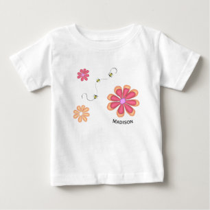 Blume und Bienen mit Namen Baby T-shirt