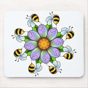 Blume und Bienen Mousepad