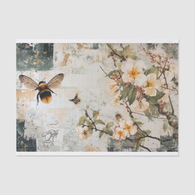 Blume und Bienen Seidenpapier (Vorderseite)