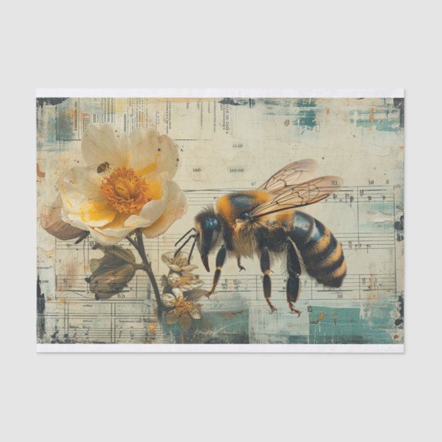 Blume und Bienen Seidenpapier (Vorderseite)