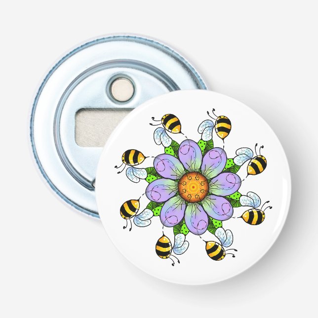 Blume und Bienenflaschenöffner Flaschenöffner (Vorderseite)