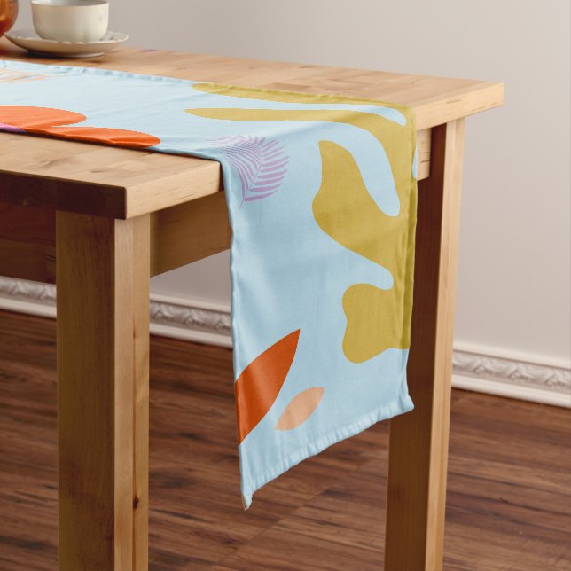 Blume und Blätter 03 Blau und Rosa Kurzer Tischläufer (Beispiel)