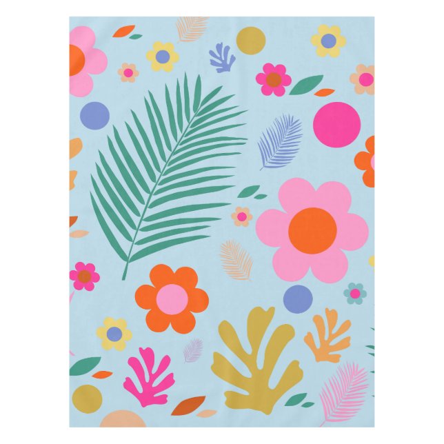 Blume und Blätter 03 Blau und Rosa Tischdecke (Vorderseite)