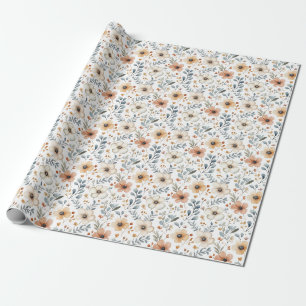 Blume und Blätter auf Weiß Geschenkpapier