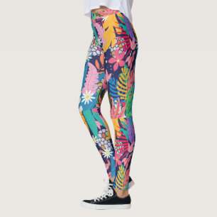 Blume und Blätter aus dem tropischen Dschungel Leggings