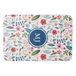 Blume und Blätter Botanisches Muster Badematte