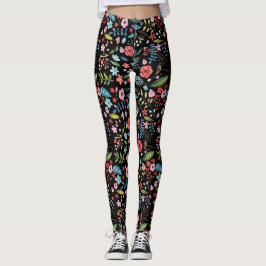 Blume und Blätter Botanisches Muster Leggings