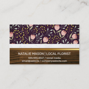 Blume und Blätter dekorativ Holz und Murmel Visitenkarte