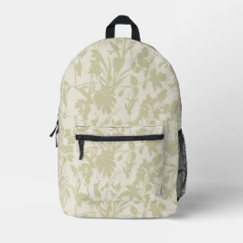 Blume und Blätter der tropischen Silhouette. Bedruckter Rucksack