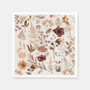 Blume und Blätter fallen Serviette