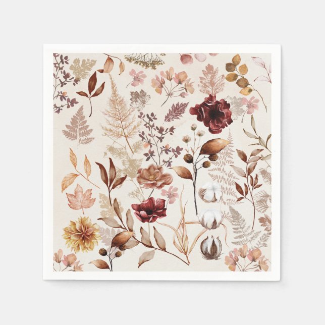 Blume und Blätter fallen Serviette (Vorderseite)