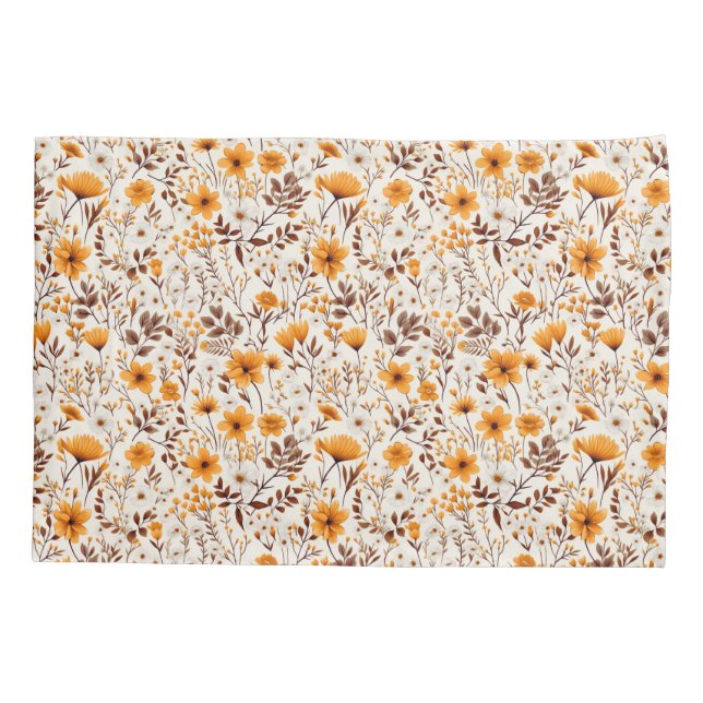 Blume und Blätter für den Herbst in Aquarellfarben Kissenbezug (Rückseite)