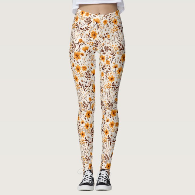 Blume und Blätter für den Herbst in Aquarellfarben Leggings (Vorderseite)