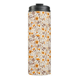 Blume und Blätter für den Herbst in Aquarellfarben Thermosbecher