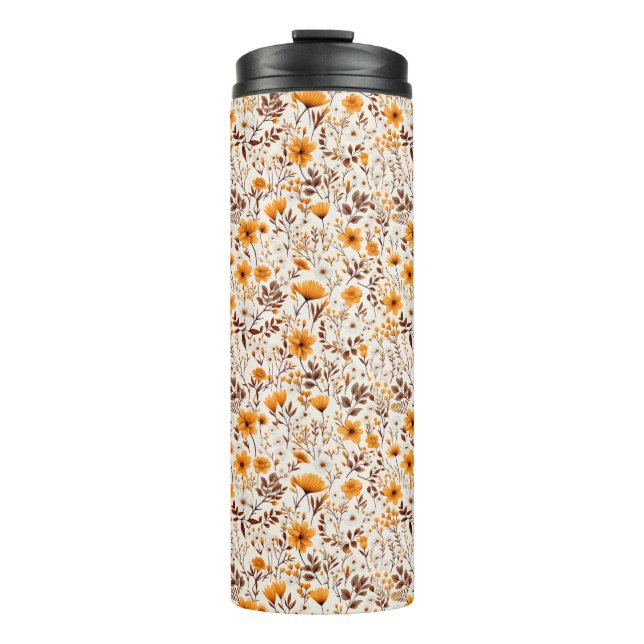 Blume und Blätter für den Herbst in Aquarellfarben Thermosbecher (Vorderseite)