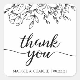 Blume und Blätter Hochzeit Dankeschön Stickers