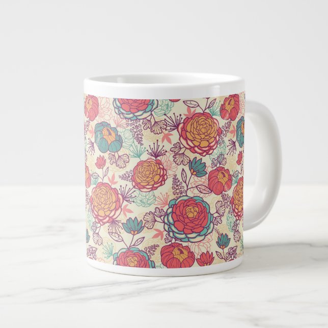 Blume und Blätter Jumbo-Tasse (Vorderseite Rechts)