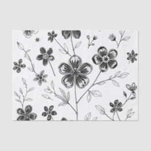Blume und Blätter mit feiner Linie Seidenpapier