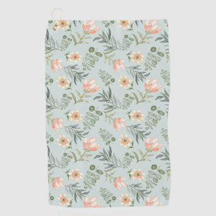 Blume und Blätter mit weichem Aquarell Golf Handtu Golfhandtuch