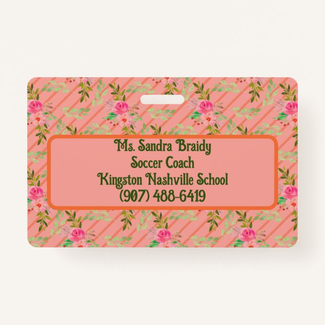 Blume und Blätter Personalisiertes Abzeichen Ausweis (Rückseite)