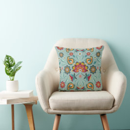 Blume und Blätter zum Blue Gray Batik Style Kissen