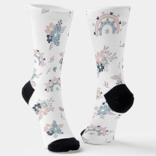 Blume und Boho Nahtloses Muster Socken