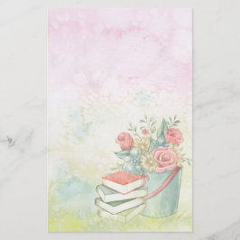 Blume und Bücher für Wasserfarben Briefpapier