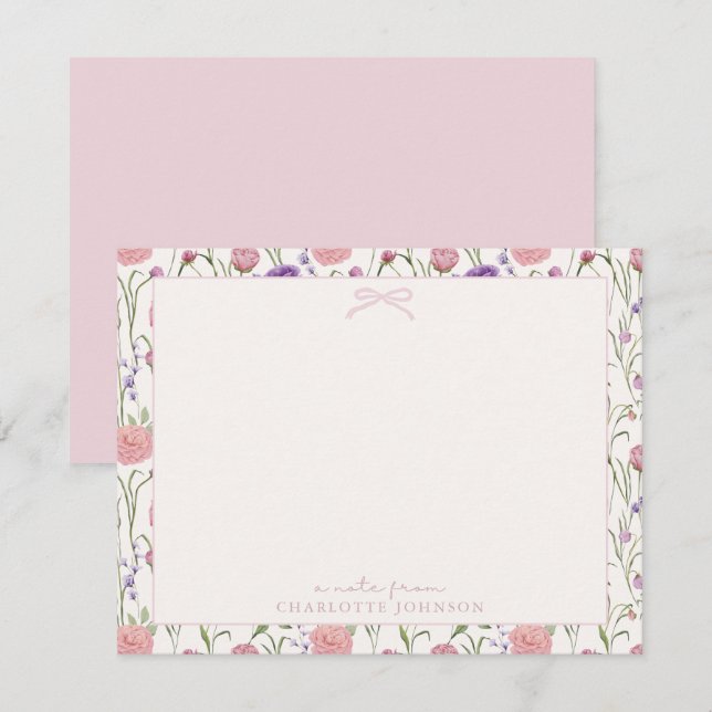 Blume und Bug, eine Notiz von der Flachkarte Einladung (Vorne/Hinten)