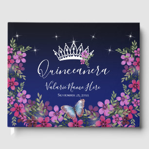 Blume und Butterfly Princess Quinceanera Guest Gästebuch