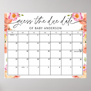 Blume und Citrus Baby Dusche Fälligkeitsdatum Poster