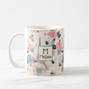 Blume und das Pariser Muster des Eiffelturms Kaffeetasse