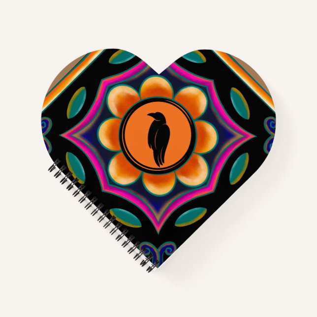 Blume und das Raven-Notebook Notizbuch (Vorderseite)