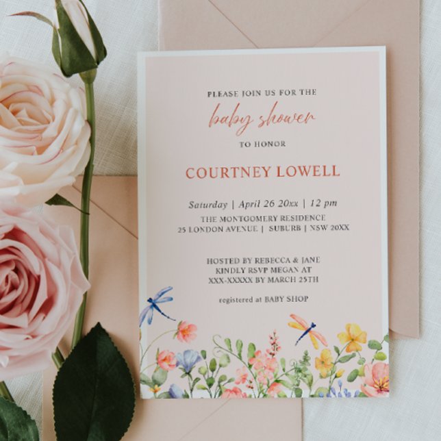 Blume und Dragonflies Boho Garden Babydusche Einladung (Von Creator hochgeladen)