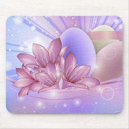 Blume und Eier auf farbenfrohen pastellfarbenen Un Mousepad