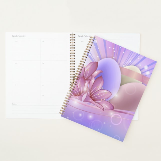 Blume und Eier auf farbenfrohen pastellfarbenen Un Planer (Anzeige)