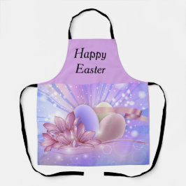 Blume und Eier auf farbenfrohen pastellfarbenen Un Schürze