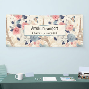 Blume und Eiffelturm Paris Muster Business Banner