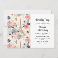 Blume und Eiffelturm Paris Muster Geburtstag