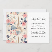 Blume und Eiffelturm Paris Pattern Wedding