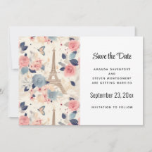 Blume und Eiffelturm Paris Pattern Wedding