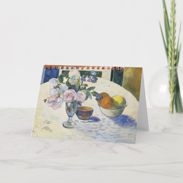 Blume und eine Schüssel Obst | Paul Gauguin Karte (Vorderseite)
