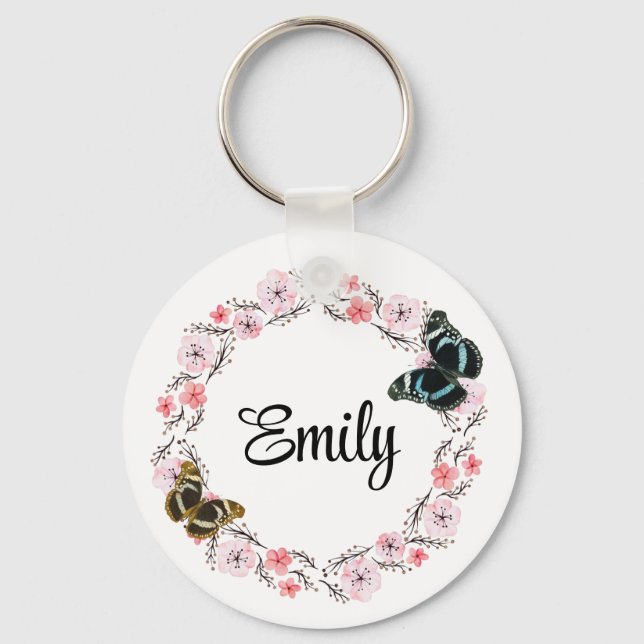 Blume und eleganter Hintergrund Schlüsselanhänger (Vorderseite)