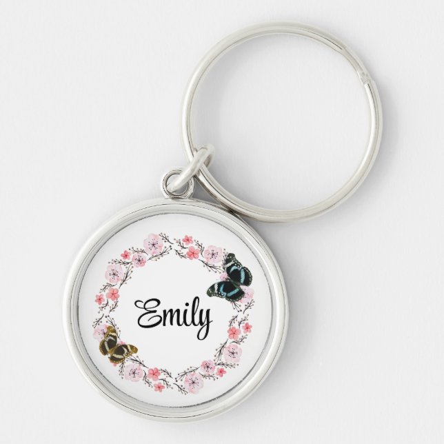 Blume und eleganter Hintergrund Schlüsselanhänger (Vorne)
