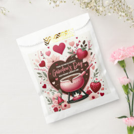 Blume und Erdbeeren Galentinisches Fondue-Party Geschenktütchen