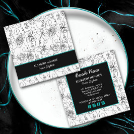 Blume und Faces Haar Stylist Makeup Quadratische Visitenkarte