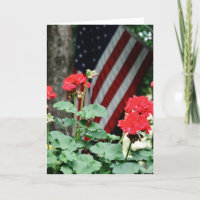 Blume und Fahne Rot, Weiß und Blau