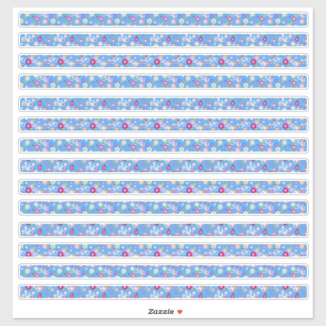 Blume und Fahrräder an den Blumensträngen Aufkleber (Blatt)