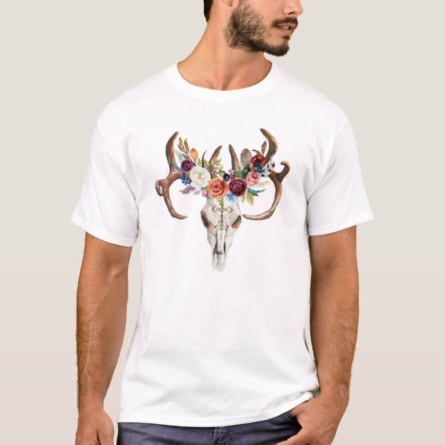 Blume und Feathers T-Shirt (Vorderseite)