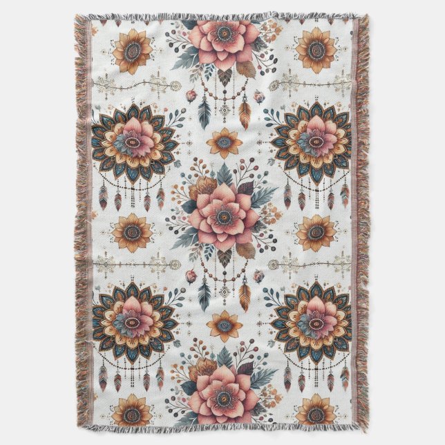 Blume und Federn Decke (Vorderseite Vertikal)